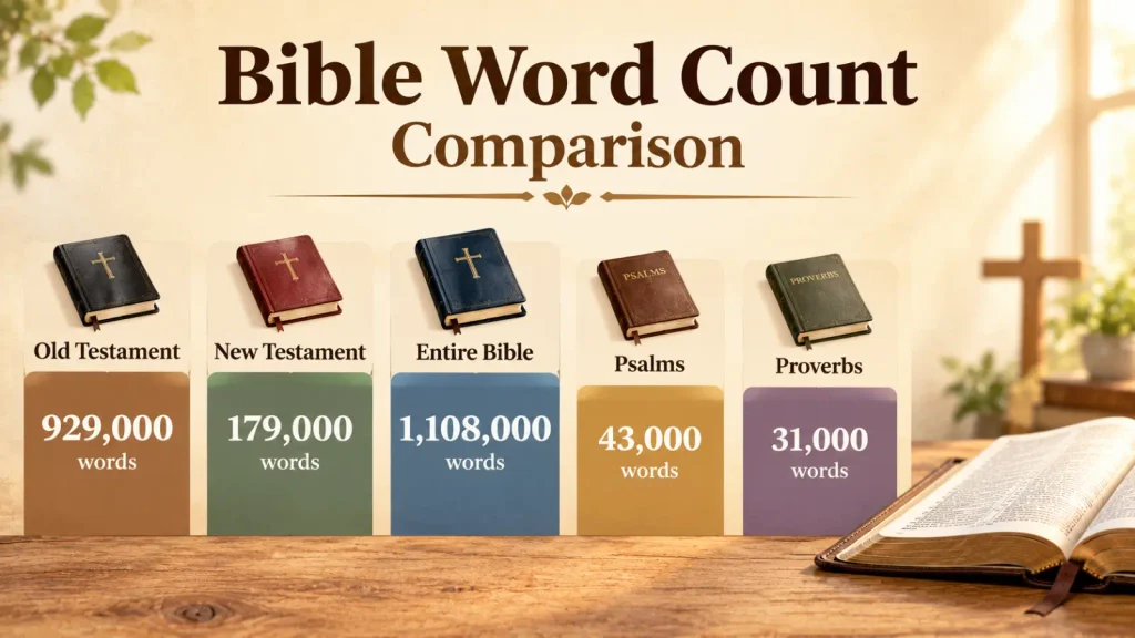 Bar chart comparing word counts of the KJV, NIV, ESV and NKJV Bibles